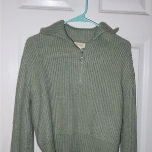 Jessica Simpson Women's Sage Green Zip-Up Sweater